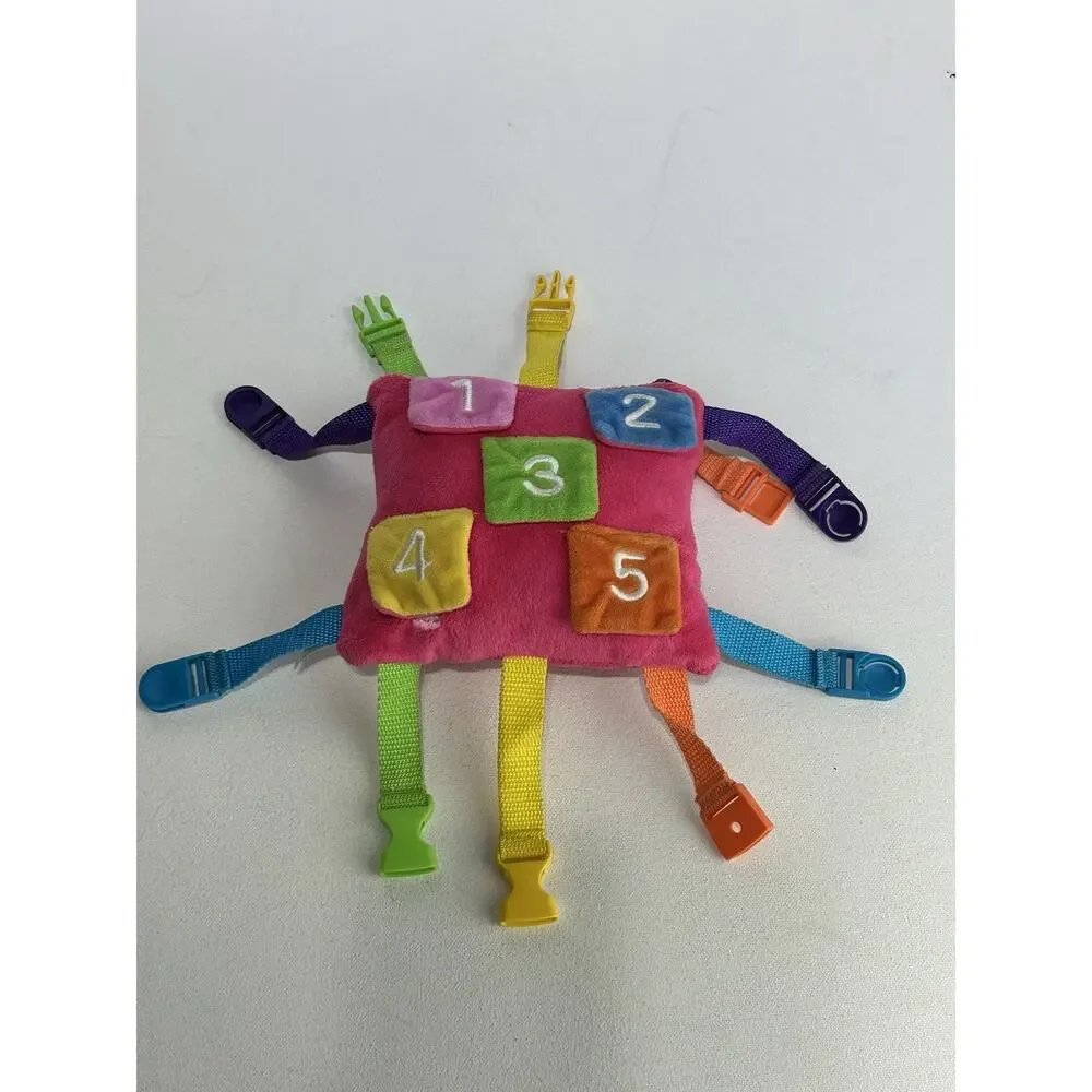 Buckle Toys Bella Sensory Activity Plush Buckle Pillow Learning Travel Toy